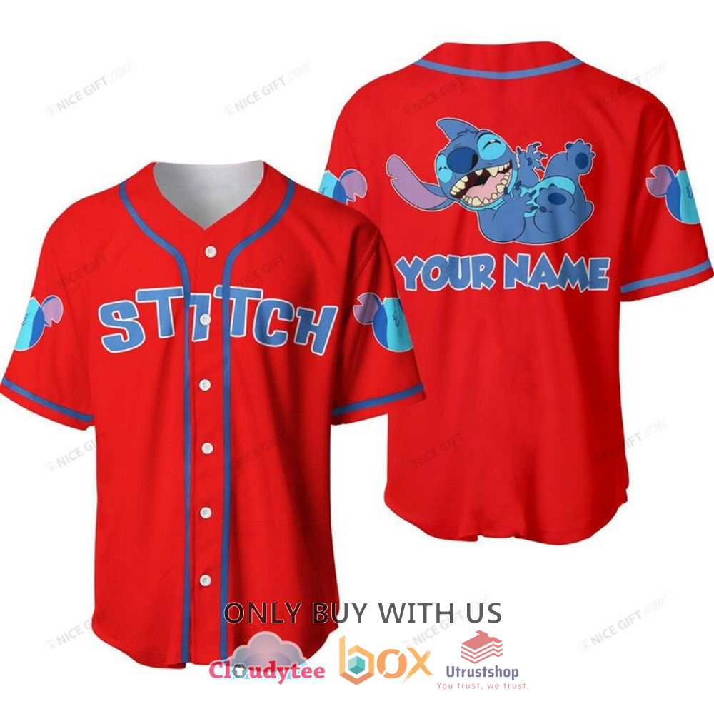 stitch custom name red baseball jersey shirt 1 44949