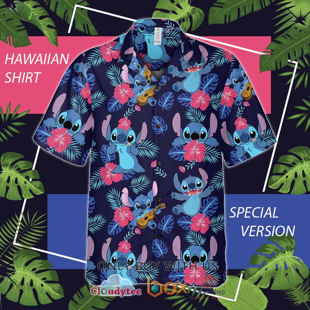 stitch hibiscus flower hawaiian shirt 1 31805