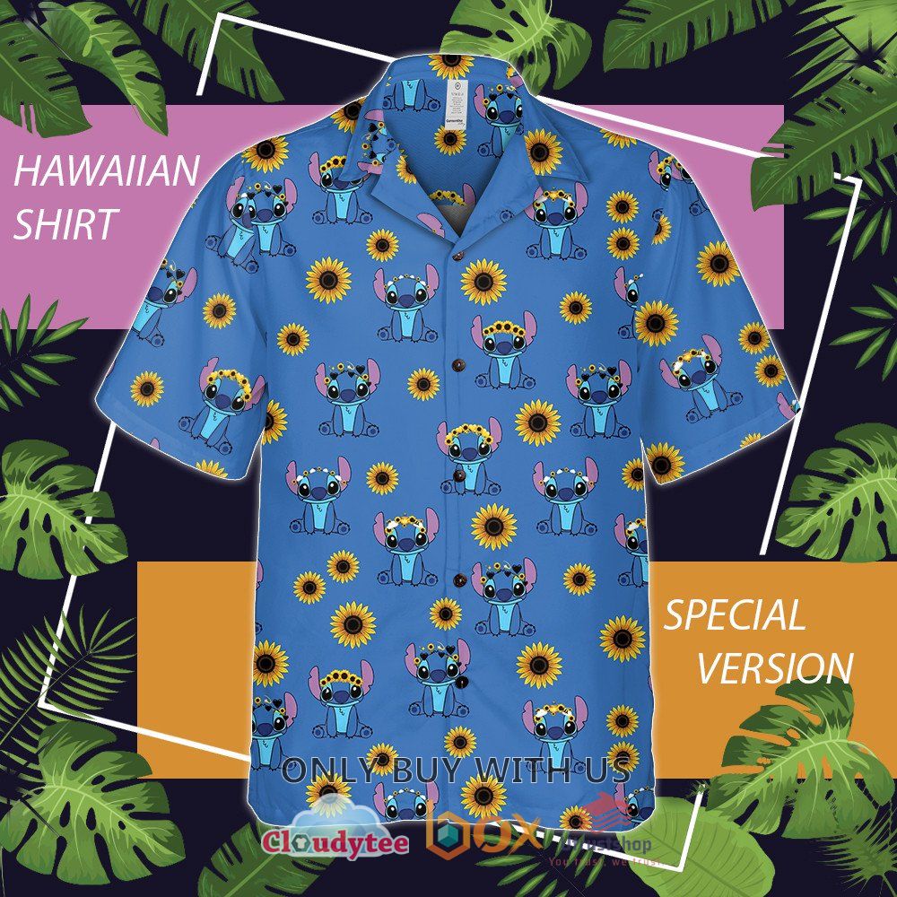 stitch sunflower hawaiian shirt 1 95806
