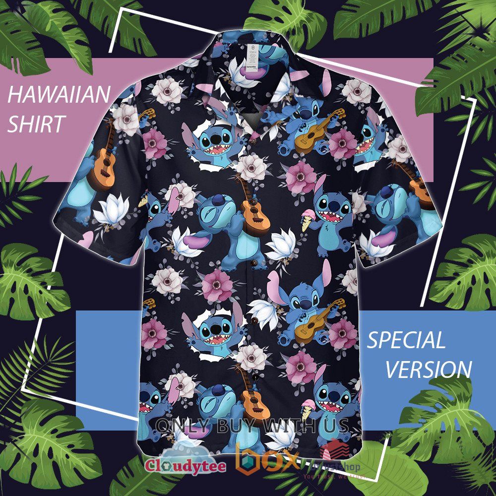 stitch ukulele cream hawaiian shirt 1 25449
