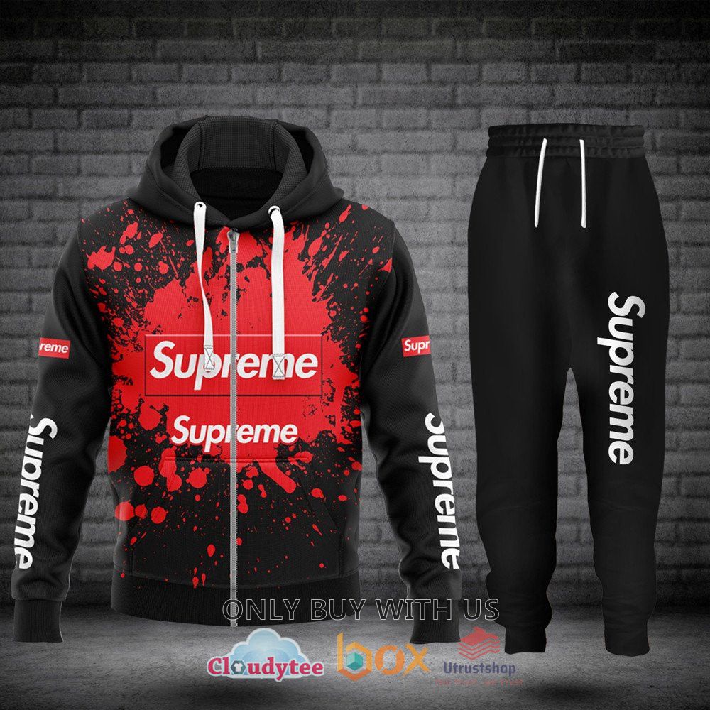 supreme black red 3d zip hoodie long pant 1 39832