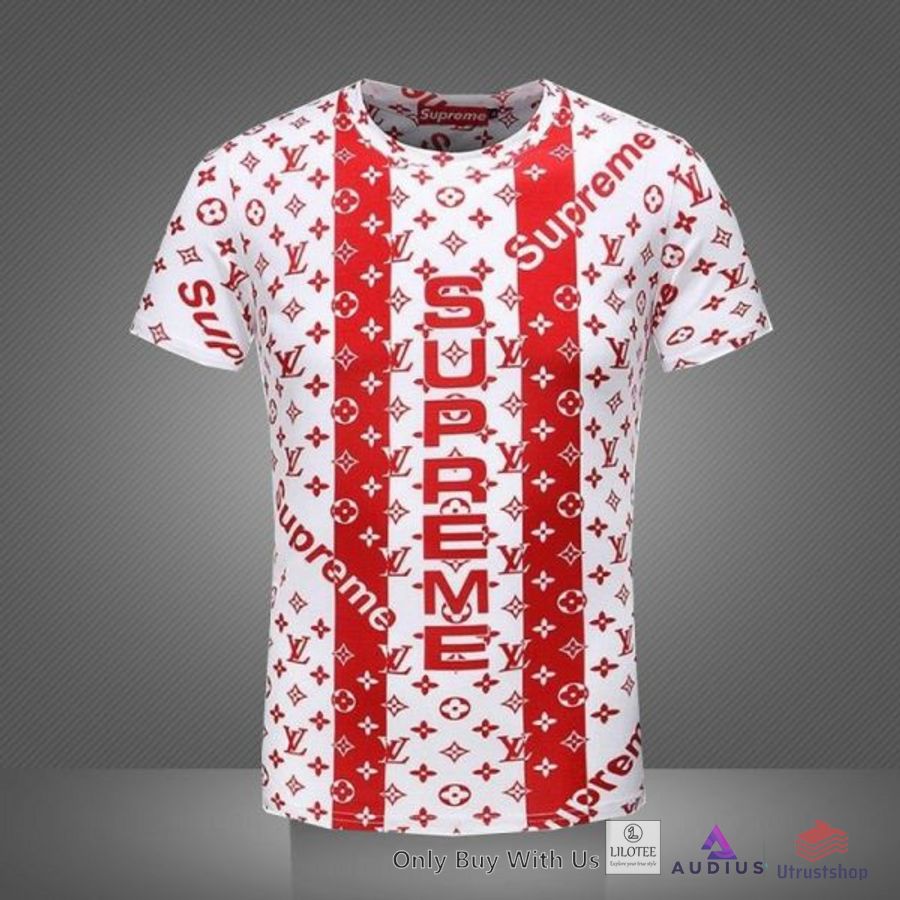 supreme louis vuitton pattern red white 3d t shirt 1 6629