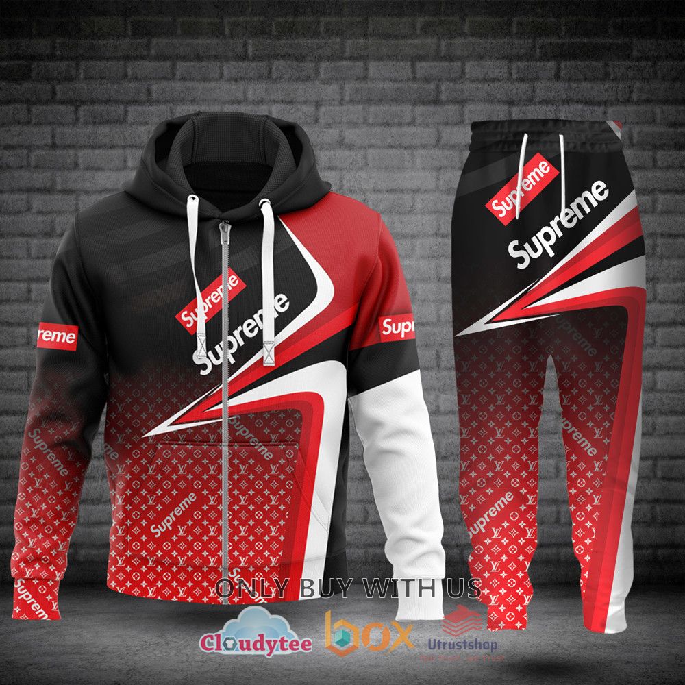supreme us black red 3d zip hoodie long pant 1 21220