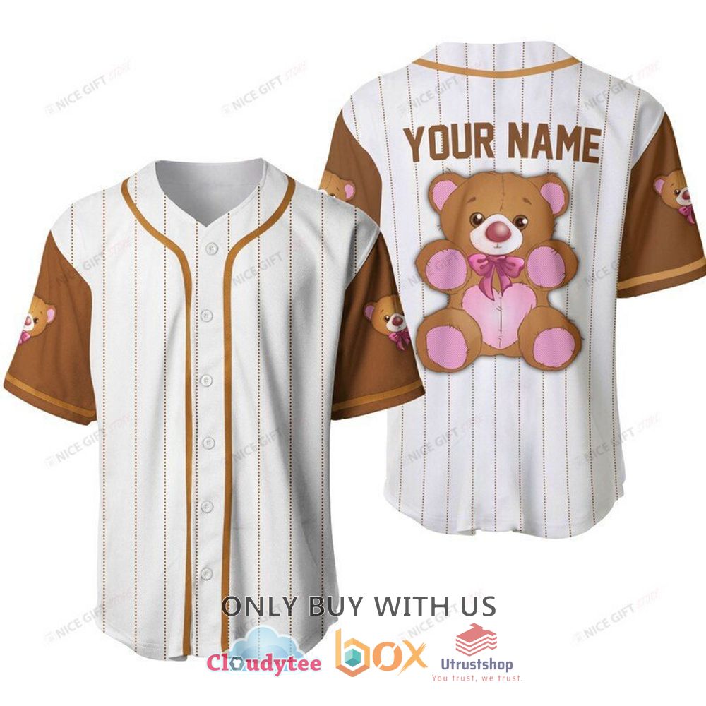 teddy bear custom name baseball jersey shirt 1 59228