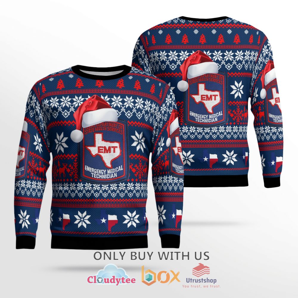 texas department of state health services emt christmas sweater 1 60498