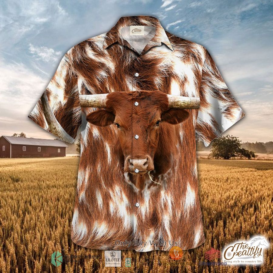 texas longhorn cattle hawaiian shirt 1 4782