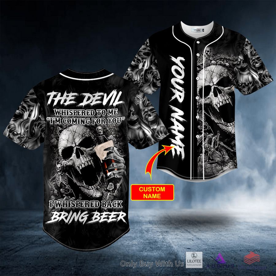 the devil whisper to me scream breakthrough beer skull custom baseball jersey 1 55421