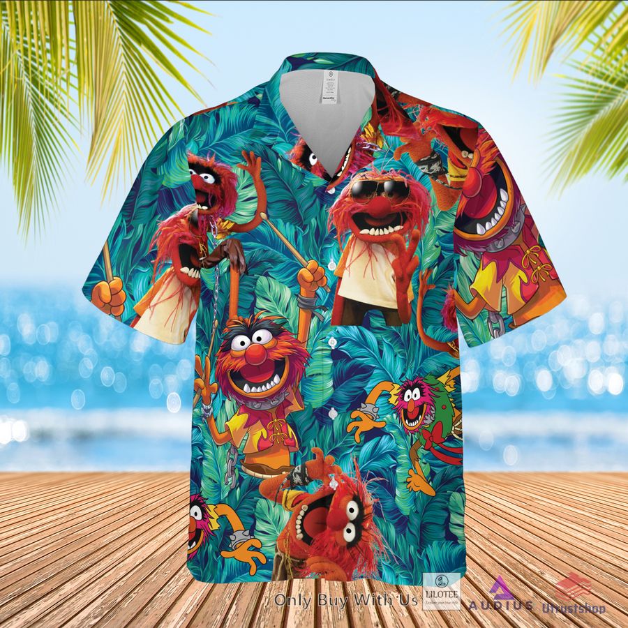 the muppet show animal tropical blue leaf hawaiian shirt 1 8502