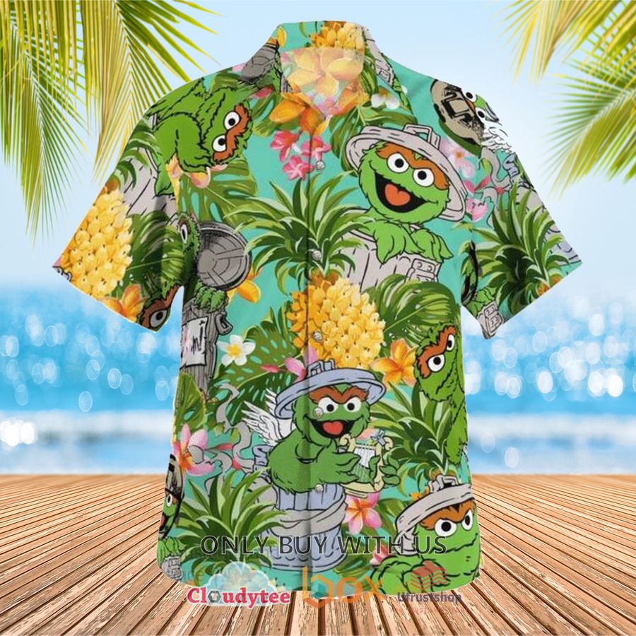 the muppets oscar the grouch pineapple hawaiian shirt 1 96806