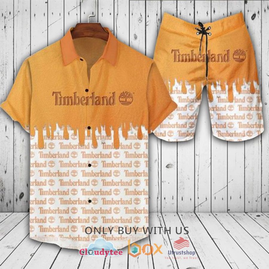timberlands orange white hawaiian shirt short 1 84462