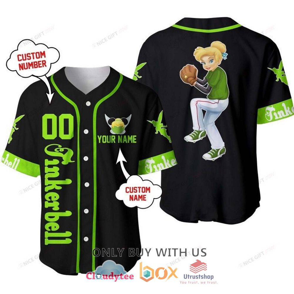 tinker bell cartoon custom name baseball jersey shirt 1 76585
