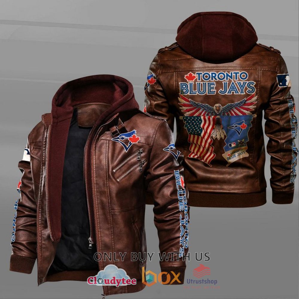 toronto blue jays american flag eagle leather jacket 2 52556