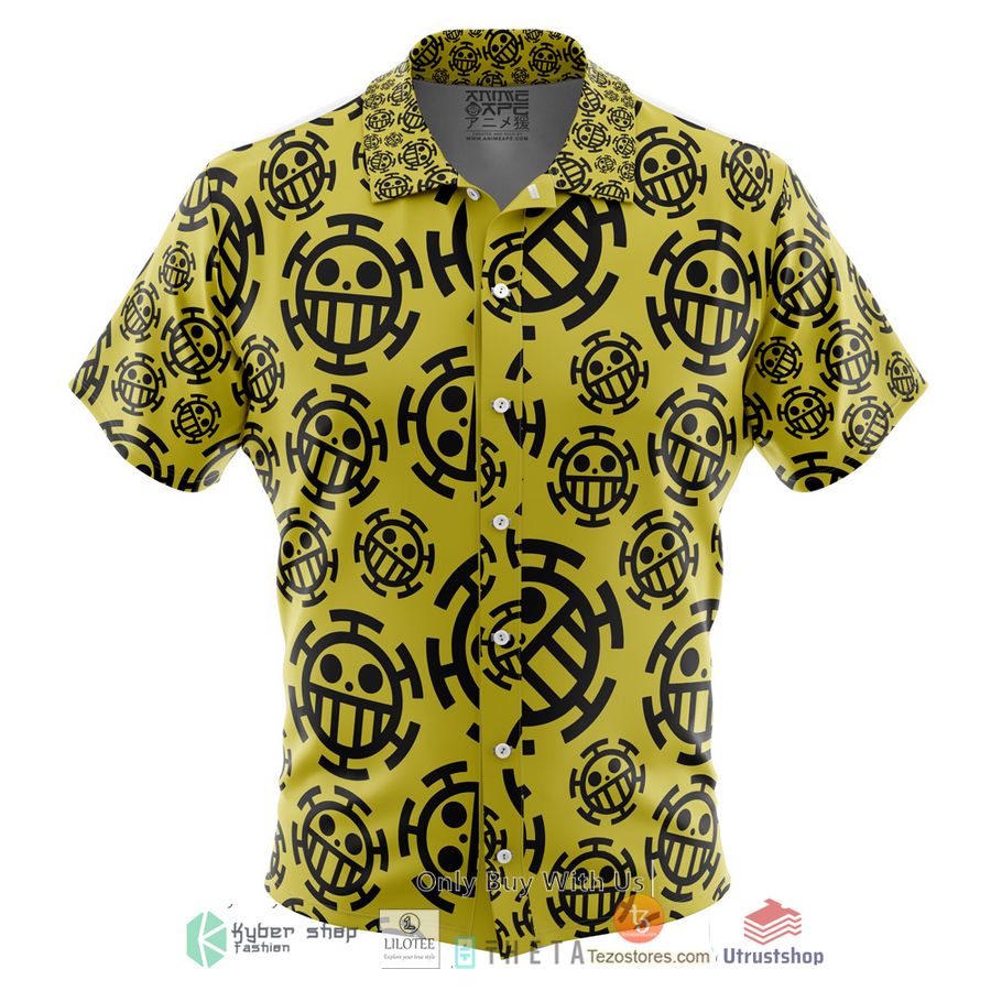trafalgar law jolly roger one piece short sleeve hawaiian shirt 1 86156