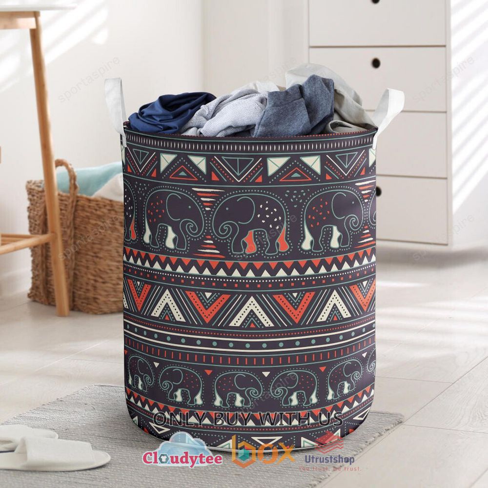 tribal pattern elephants laundry basket 1 14147