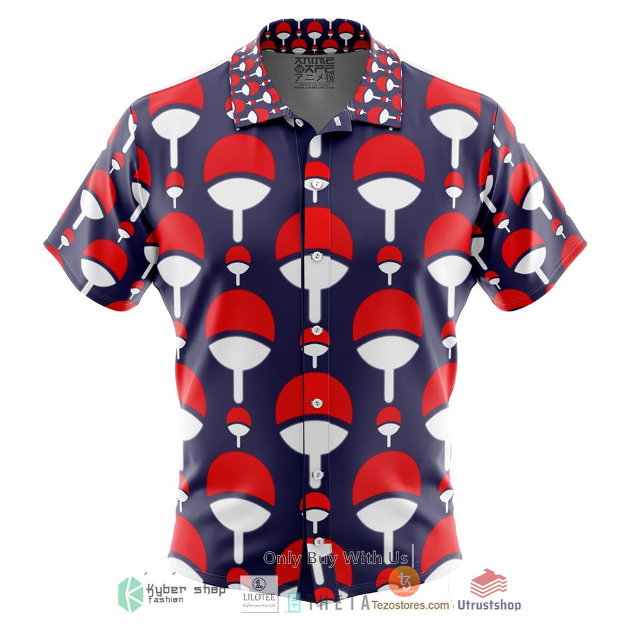 uchiha clan crest naruto shippuden short sleeve hawaiian shirt 1 84904