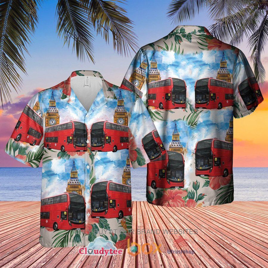 uk double decker bus pattern hawaiian shirt 1 36431