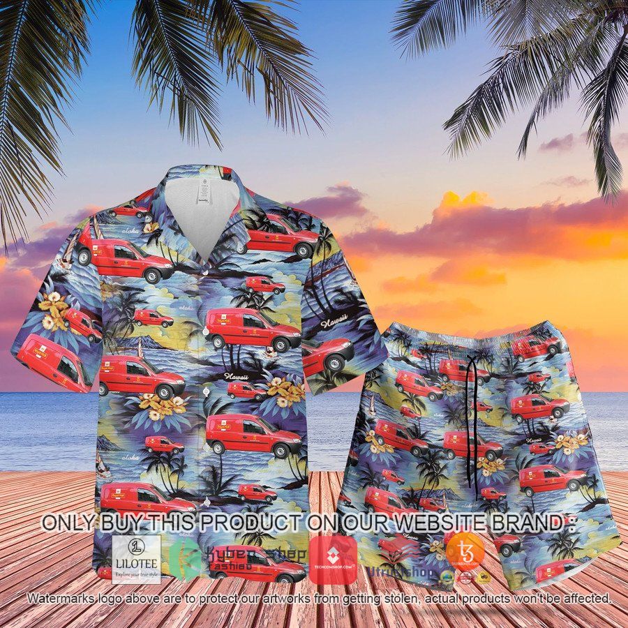 uk royal mail van hawaiian shirt beach shorts 1 90765
