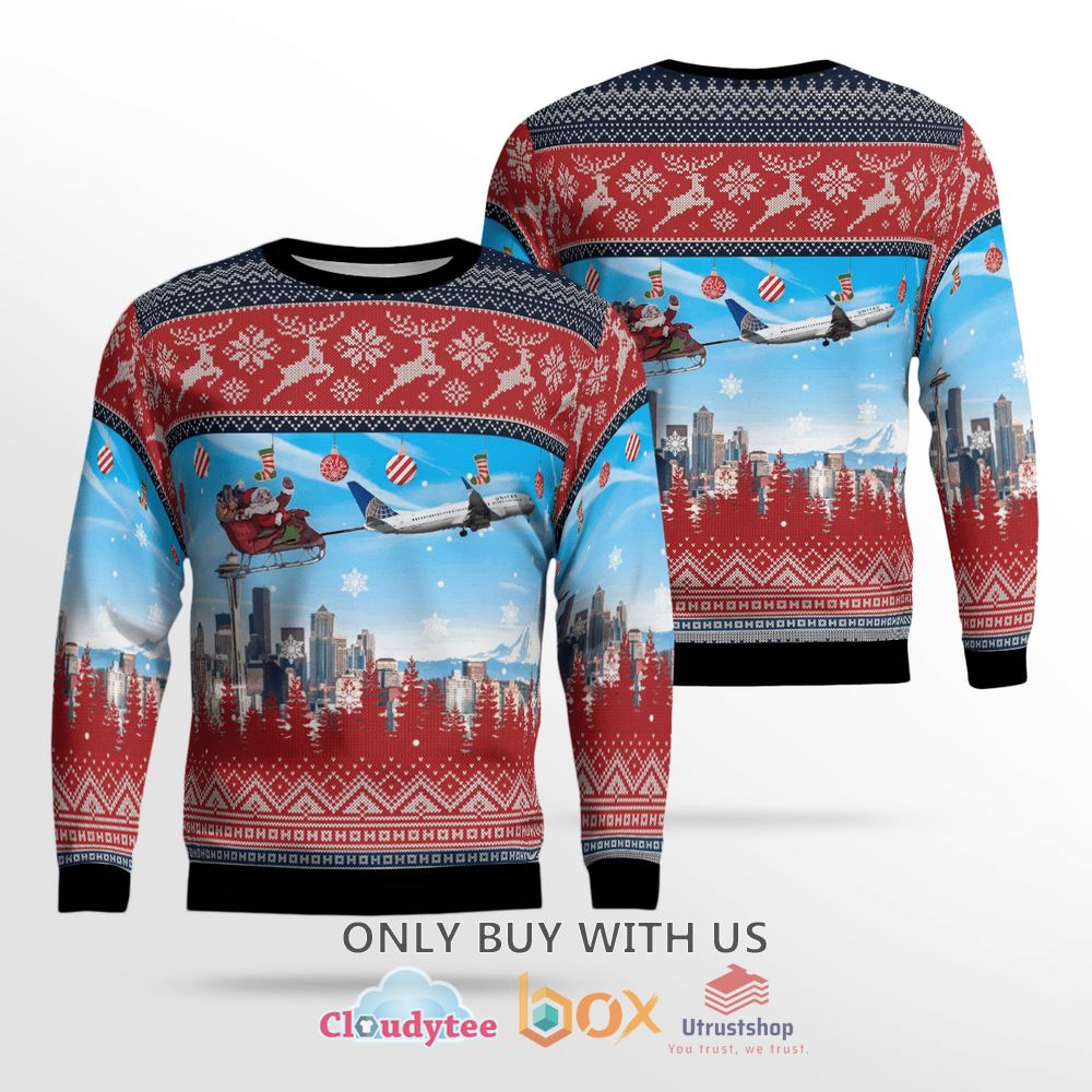 united airlines boeing 737 824 with santa over seattle sweater 1 5037