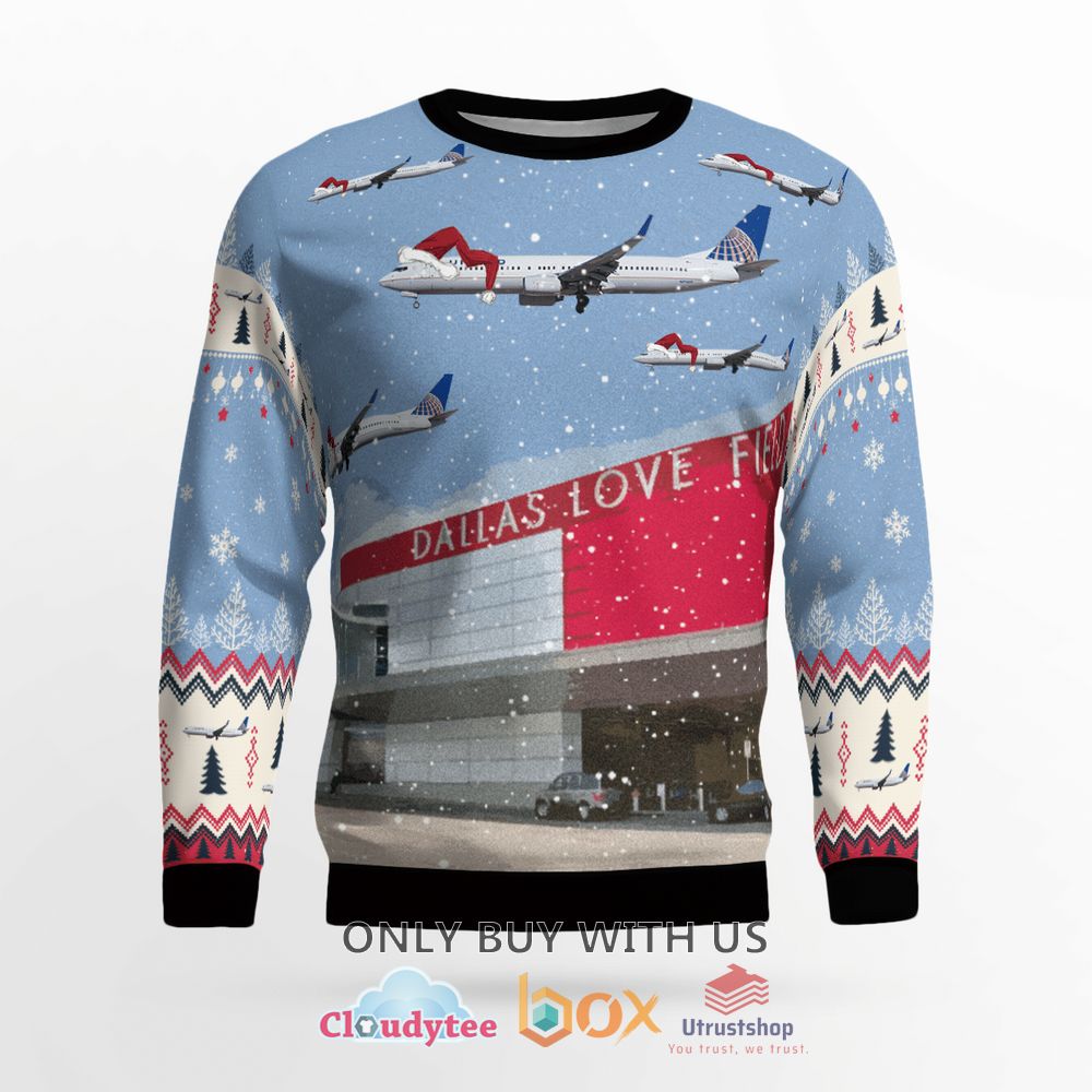 united airlines boeing 737 900 over dallas love field christmas sweater 2 42910