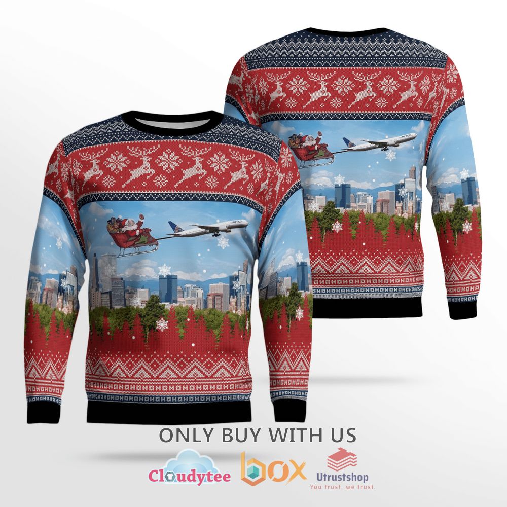 united airlines boeing 777 322er with santa over denver sweater 1 30681