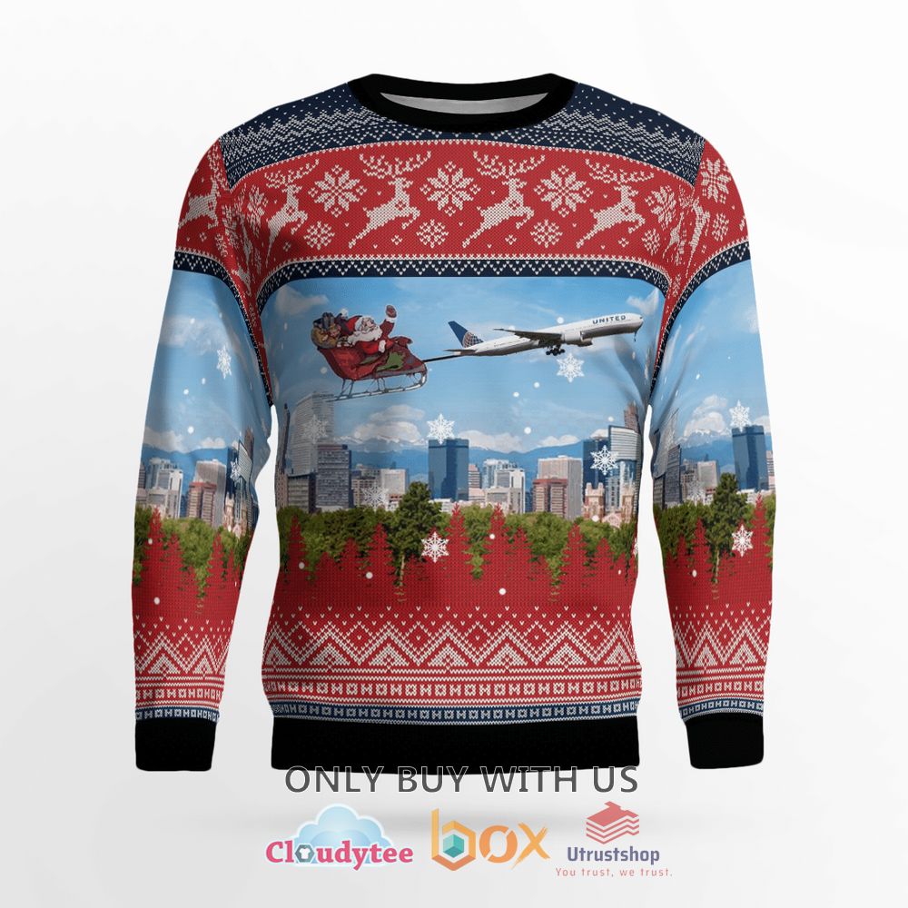 united airlines boeing 777 322er with santa over denver sweater 2 82218