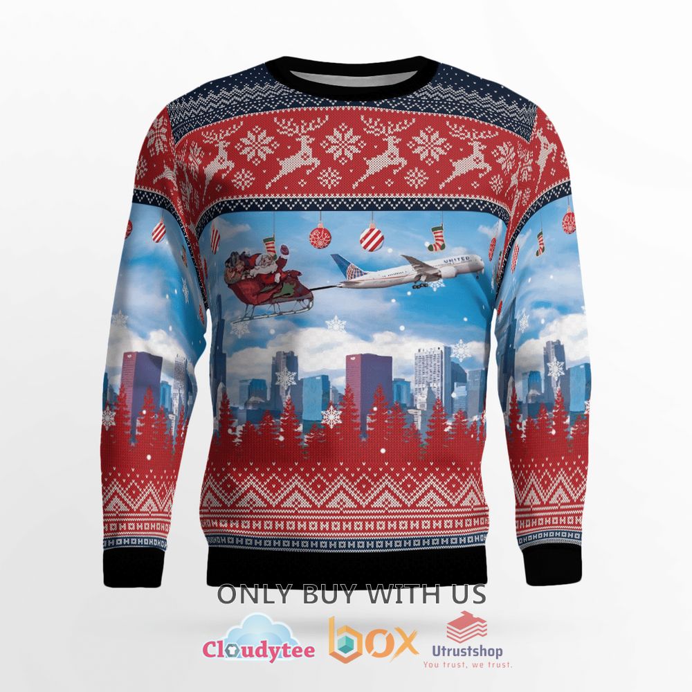 united airlines boeing 787 dreamliner with santa over chicago sweater 2 53643