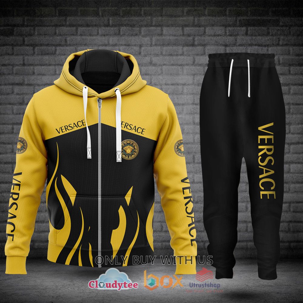versace black yellow 3d zip hoodie long pant 1 78338