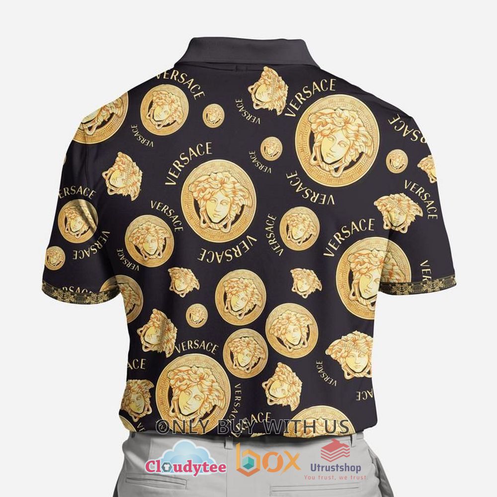 versace black yellow pattern medusa polo shirt 2 26569