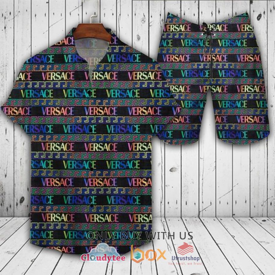 versace pattern black hawaiian shirt short 1 76176