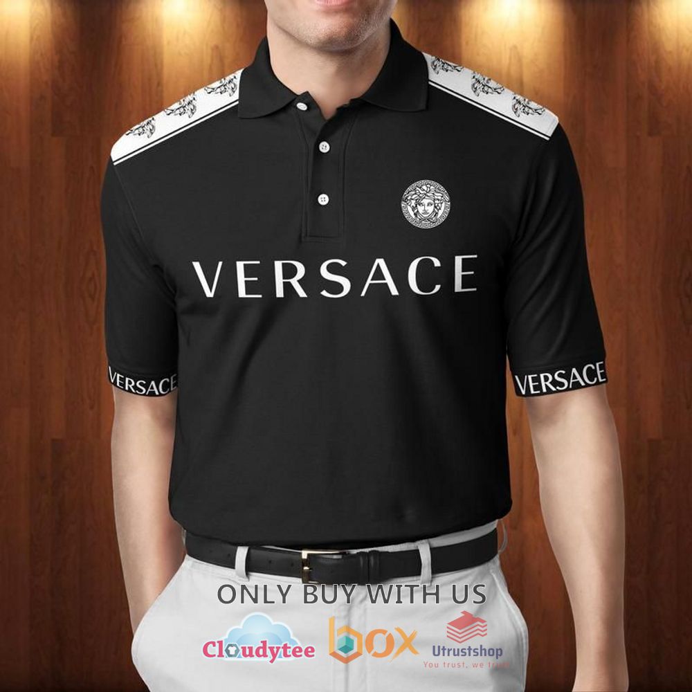 versace pattern black polo shirt 1 31934