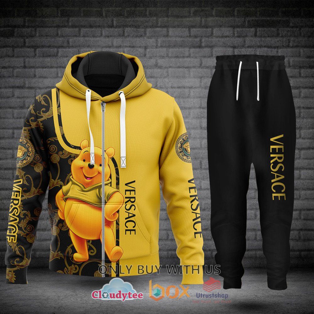 versace winnie the pooh pattern 3d zip hoodie long pant 1 51267