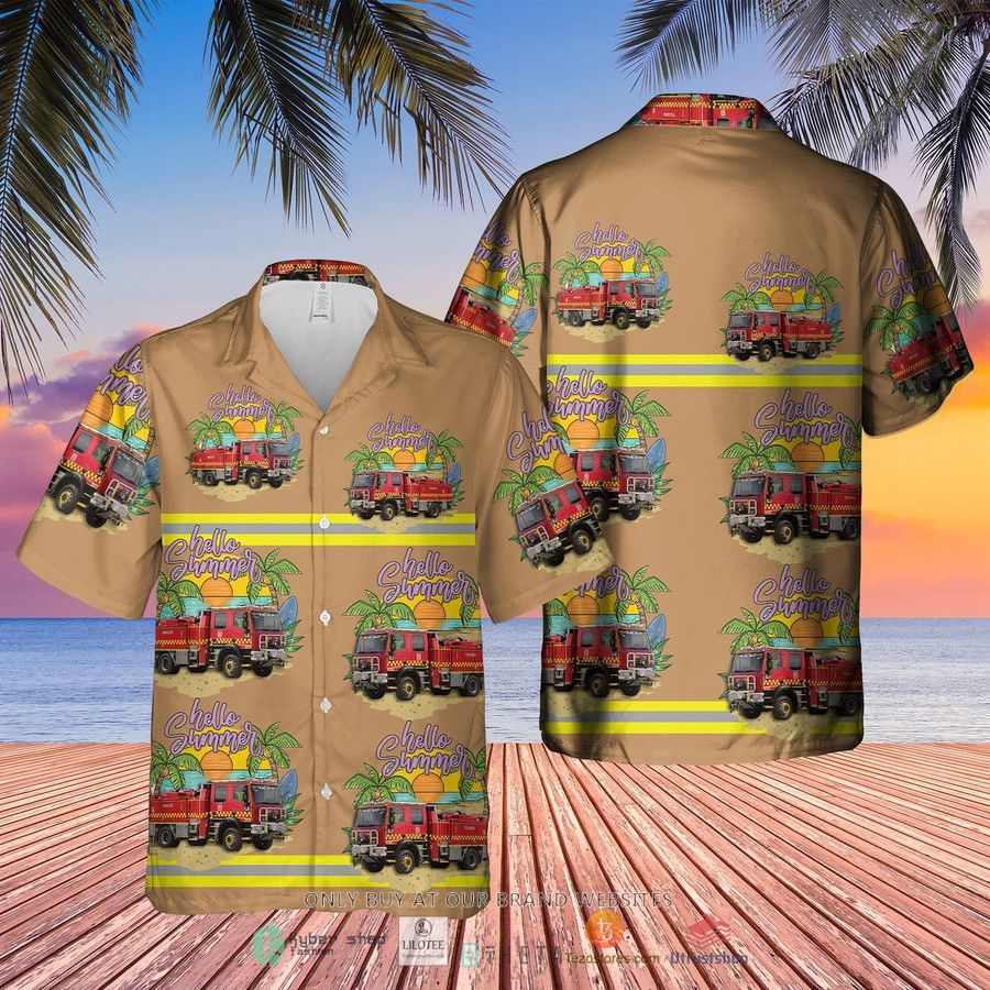victoria fire service truck brown short sleeve hawaiian shirt 1 89902
