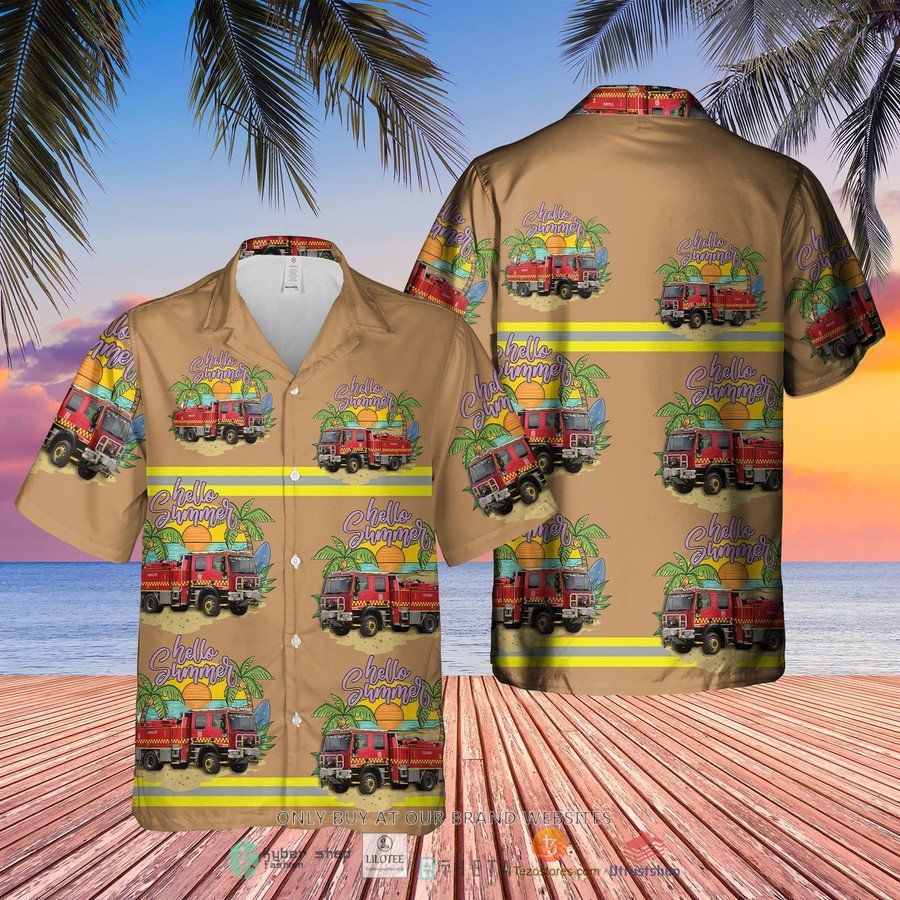 victoria fire service truck brown short sleeve hawaiian shirt 2 44035