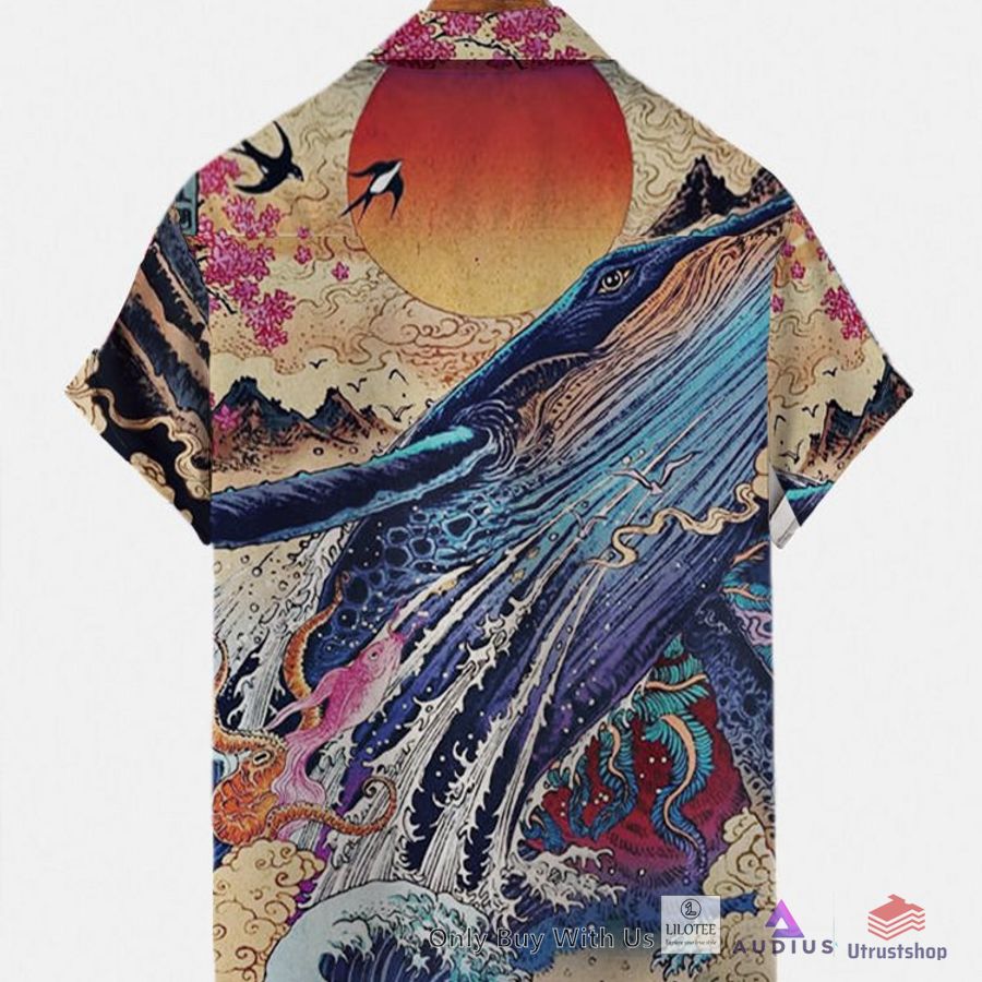 vintage chinoiserie oriental japanese ukiyo e whale anti wrinkle hawaiian shirt 2 85022