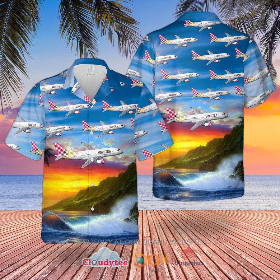 volotea airbus a320 200 pattern hawaiian shirt 2 60541