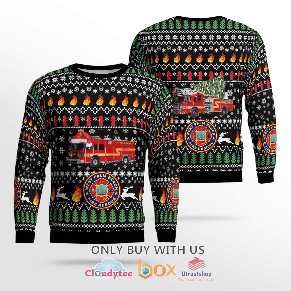 west palm beach fire rescue christmas sweater 1 93184