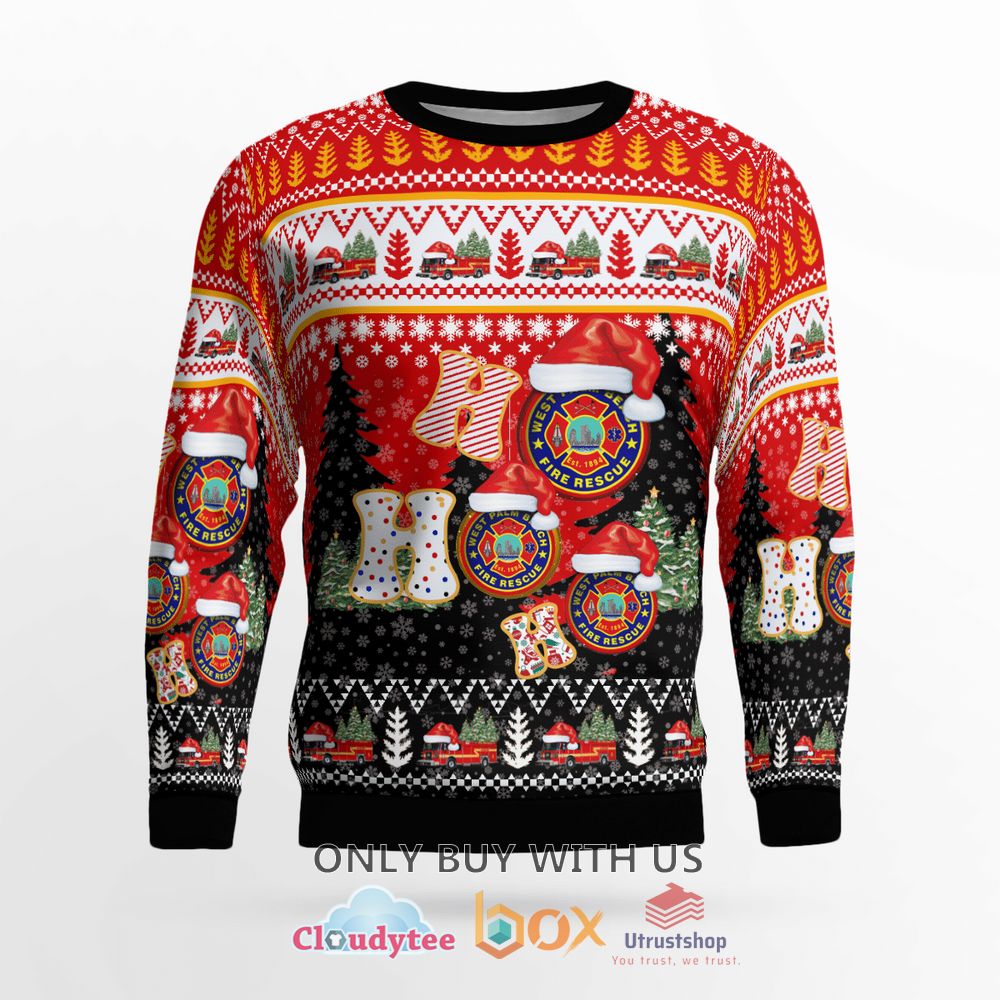 west palm beach fire rescue station christmas sweater 2 67376