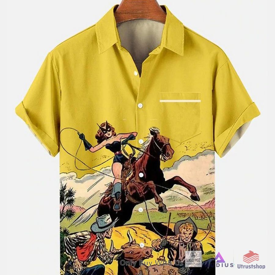 western cowboy horse pattern wrinkle hawaiian shirt 1 15106
