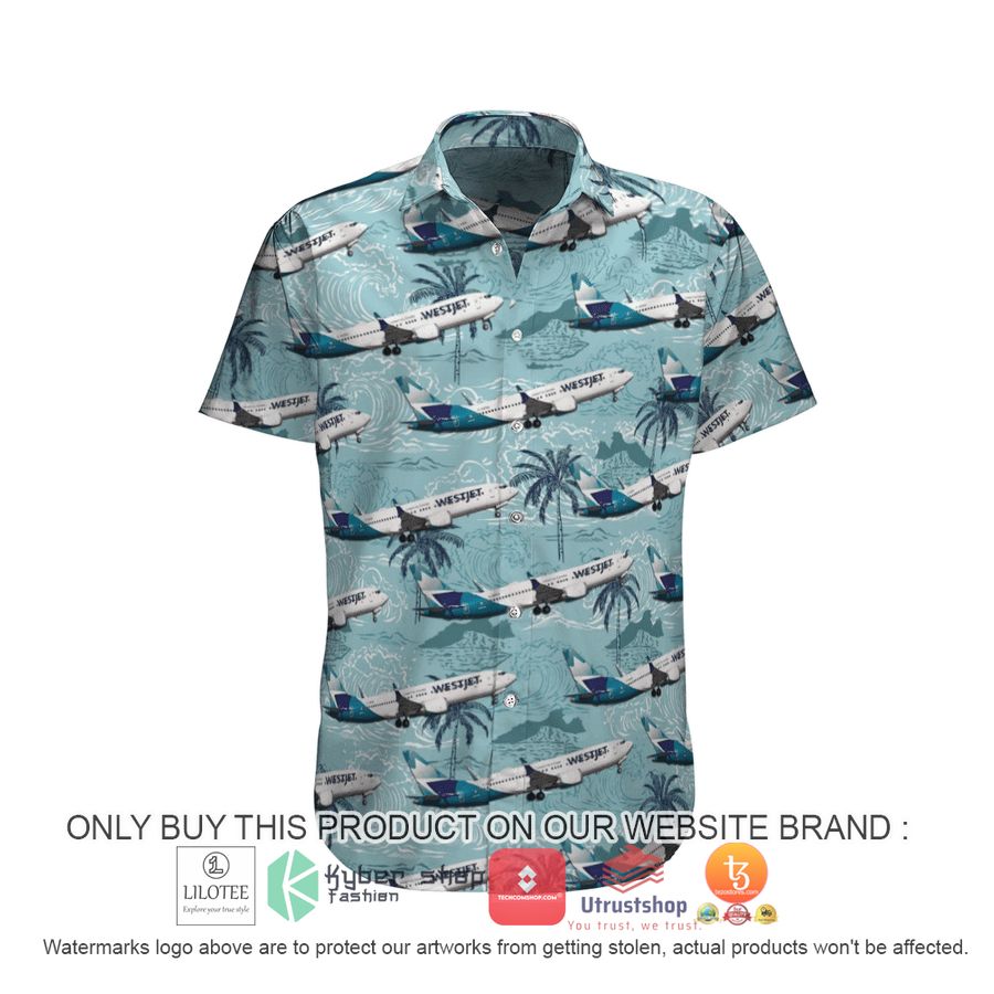 westjet boeing 737 8 max coconut green hawaiian shirt and shorts 1 467