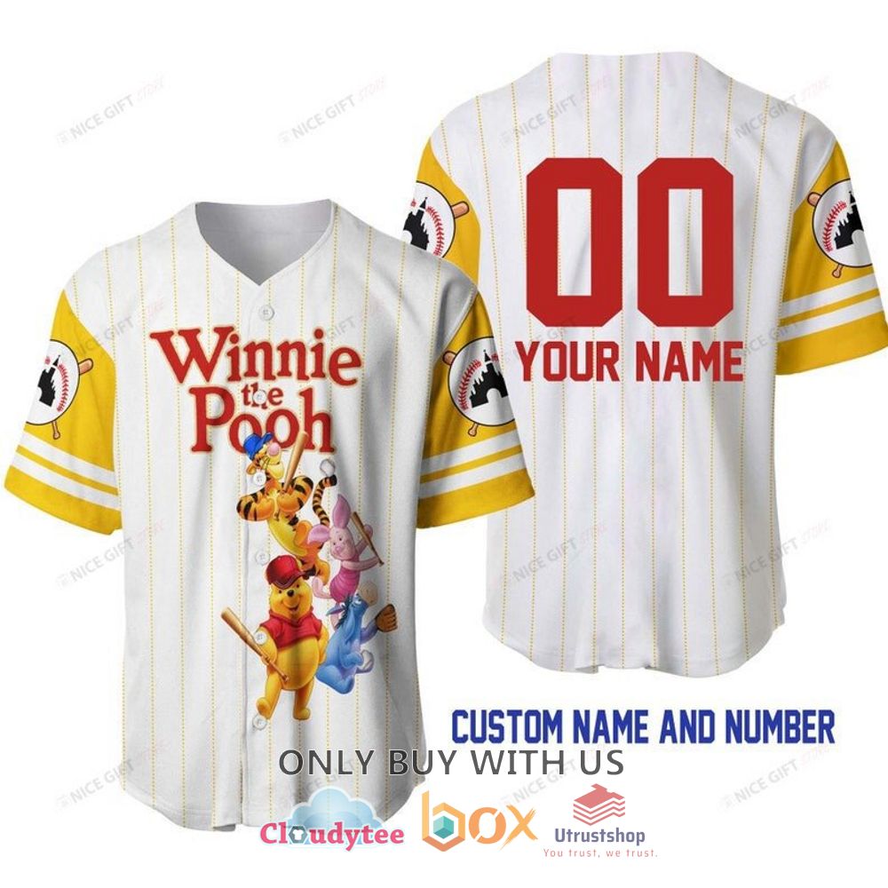 winnie the pooh friends personalized white baseball jersey shirt 1 51005