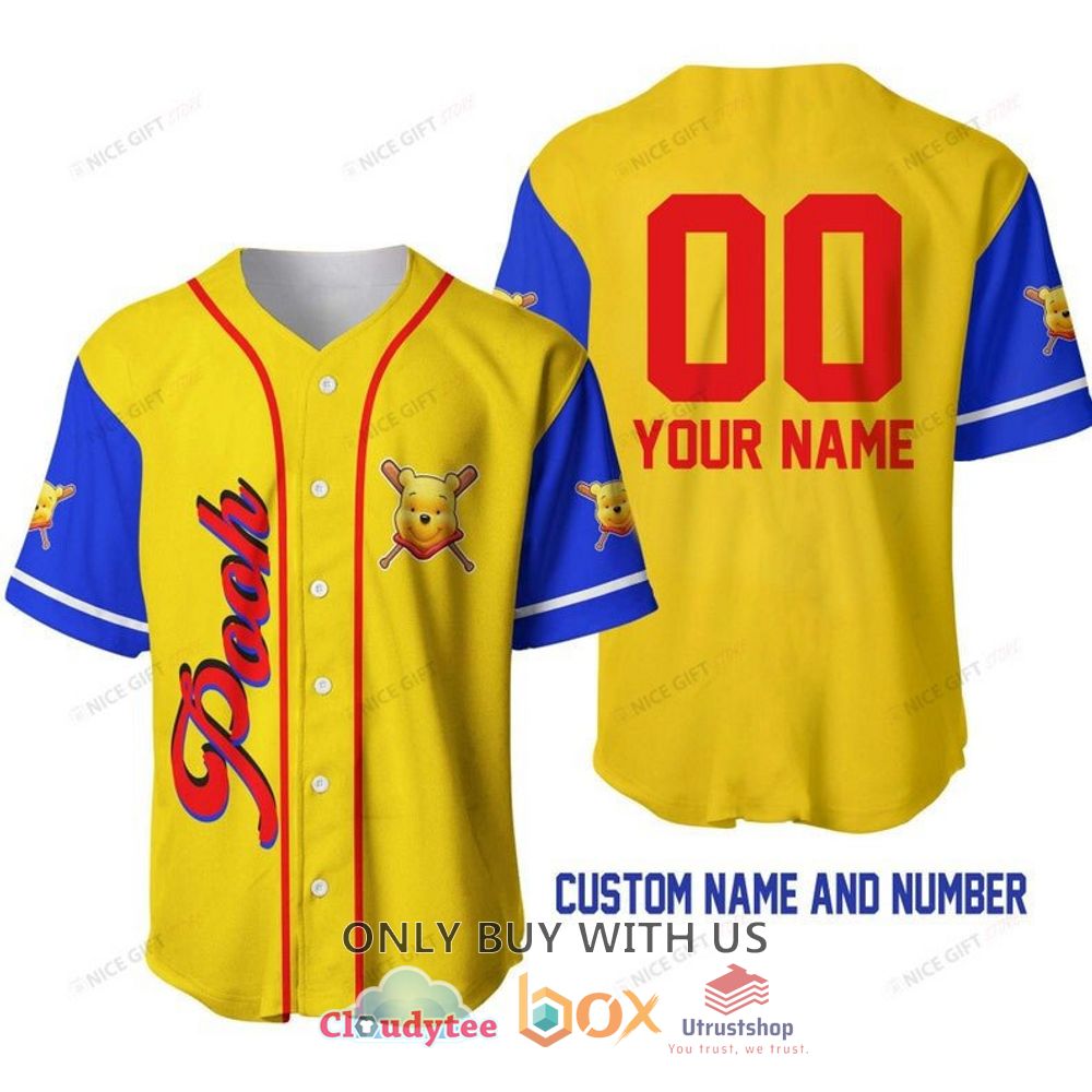 winnie the pooh personalized yellow baseball jersey shirt 1 87147
