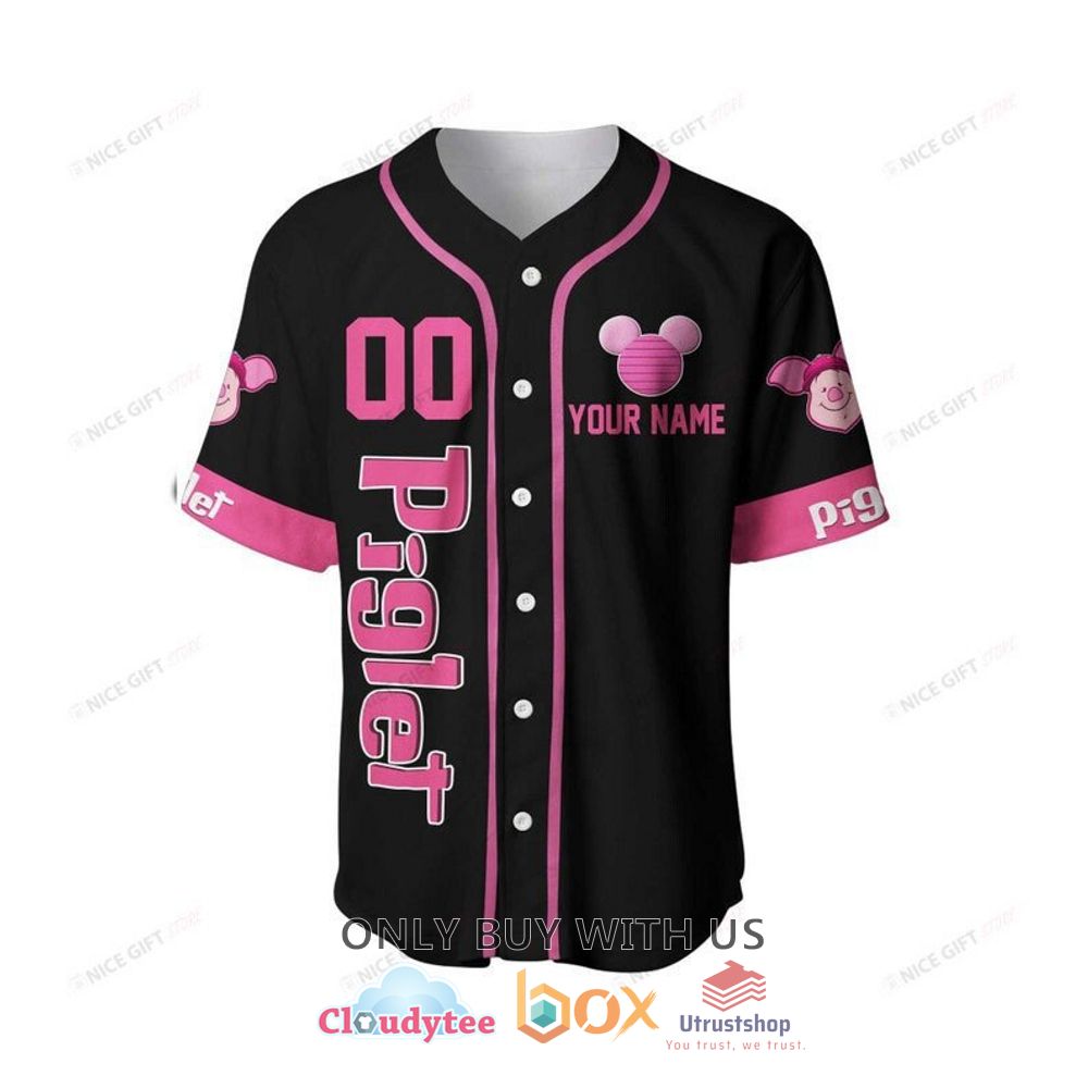 winnie the pooh piglet personalized pink black baseball jersey shirt 2 84746