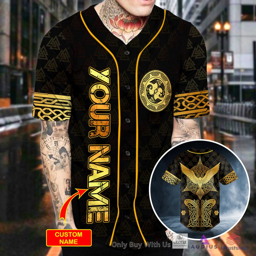 yellow raven wings viking tattoo baseball jersey 2 58196