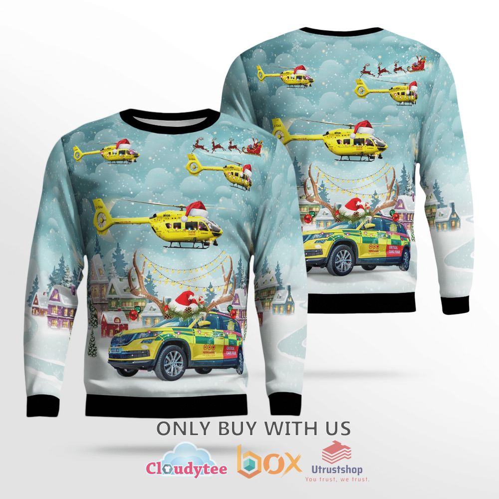 yorkshire air ambulance car eurocopter ec 145t2 christmas sweater 1 53884