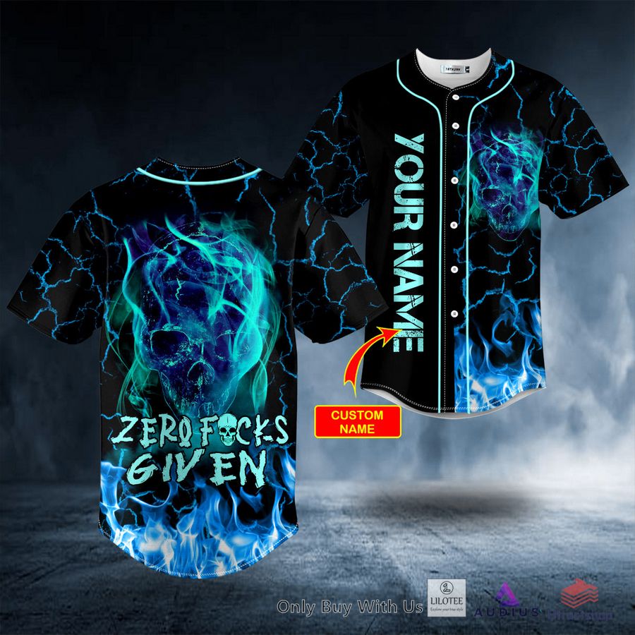 zero f given blue lightning ghost skull custom baseball jersey 1 51761