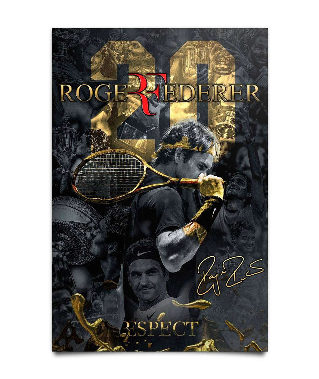 Roger Federer Respect Gold Poster