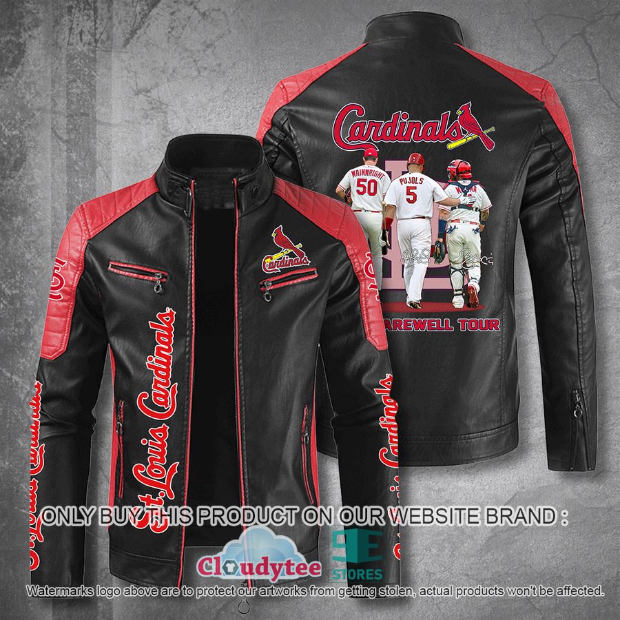 St Louis Cardinal 2022 Farewell Tour Wainwright Block Leather Jacket