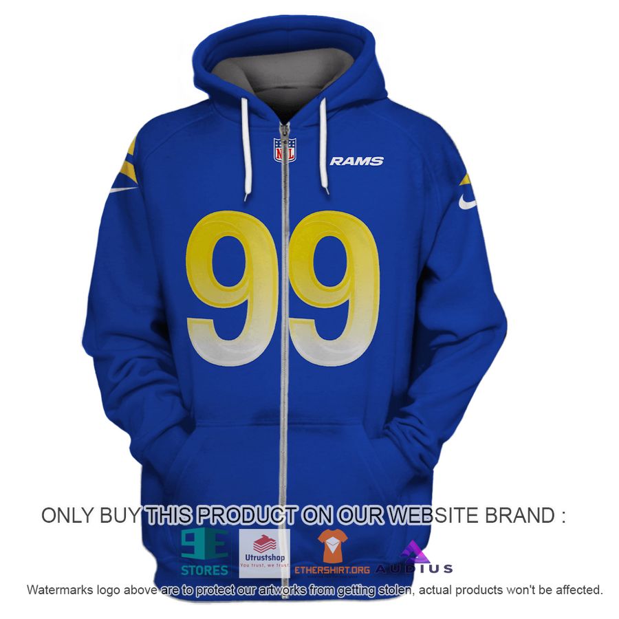 aaron donald 99 los angeles rams blue hoodie shirt 3 66354