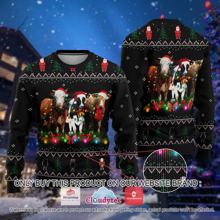 amazing cows light christmas all over printed shirt hoodie 1 2329