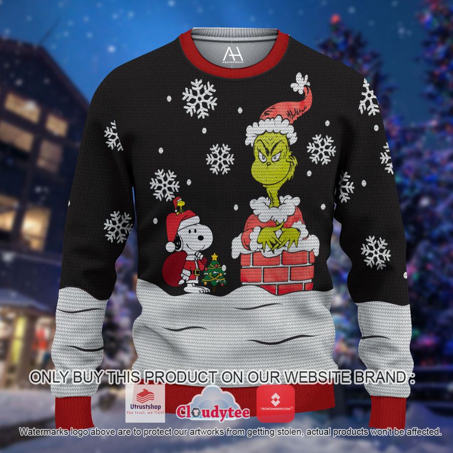 amazing the grinch and snoopy black christmas all over printed shirt hoodie 1 83438